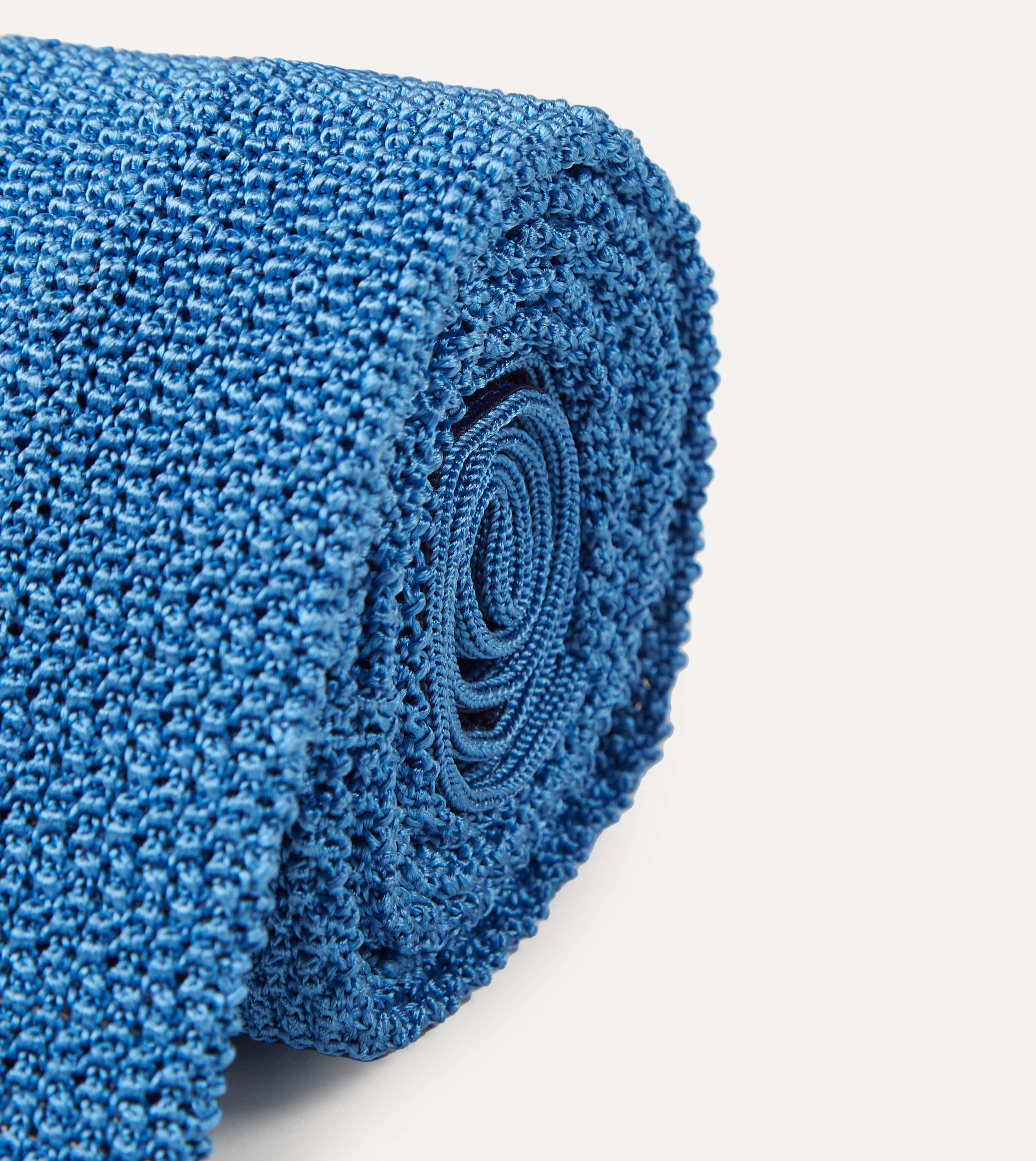 Drake's ニットタイ Light Blue Knitted Silk Solid Colour Tie – Drakes