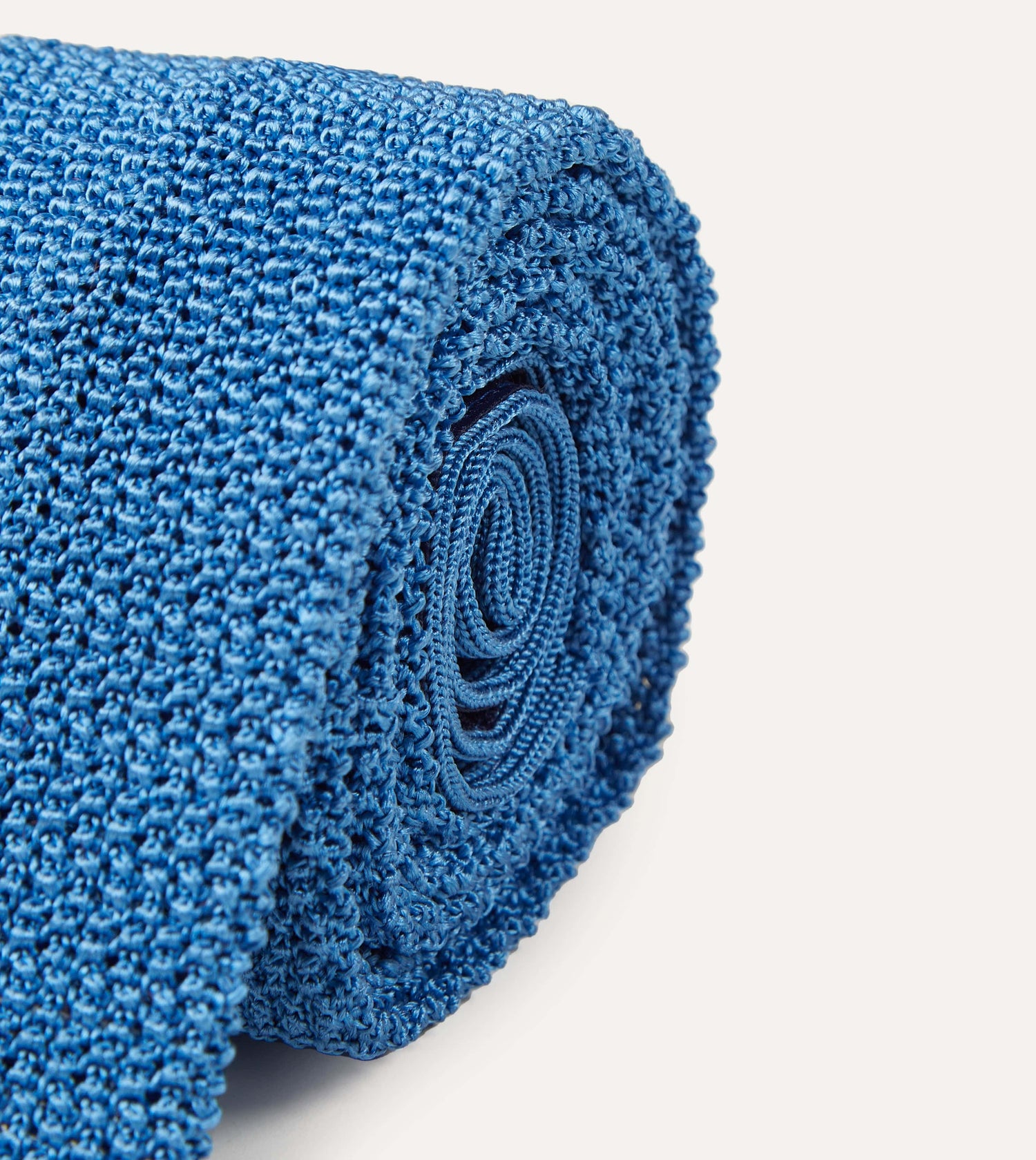Light Blue Knitted Silk Solid Colour Tie